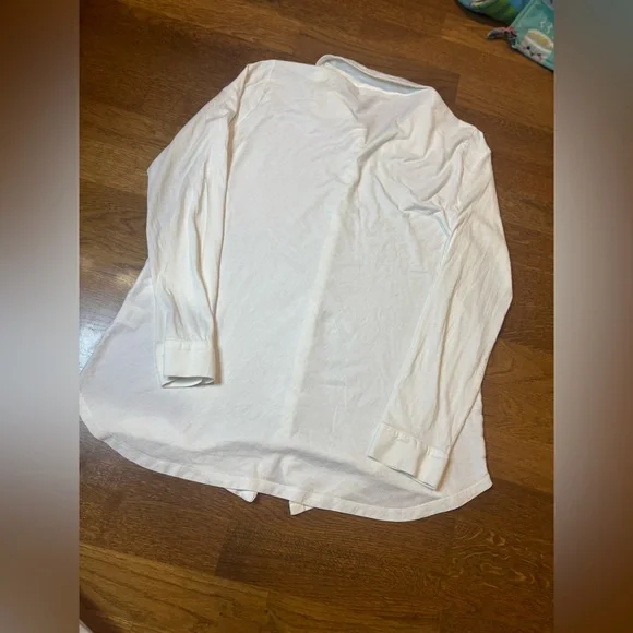 EILEEN FISHER Soft Jersey Button Front Shirt – White – Size Large - Picture 7 of 9